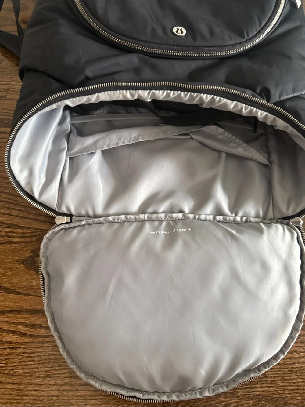 lululemon athletica Black Nylon Backpack with Front Zip Pocket